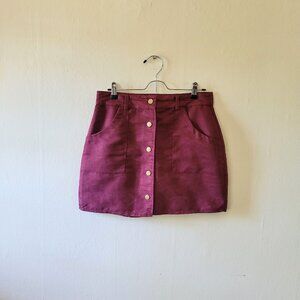 Red Snap Button Front Mini Skirt Size M